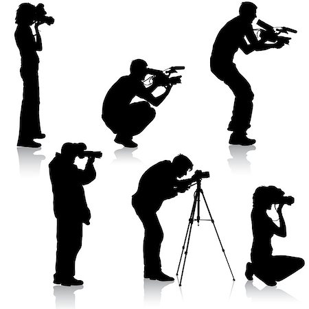 silhouettes of cameraman vector - Set cameraman with video camera. Silhouettes on white background. Vector illustration. Stock Photo - Budget Royalty-Free & Subscription, Code: 400-08934348