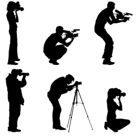 silhouettes of cameraman vector - Set cameraman with video camera. Silhouettes on white background. Vector illustration. Stock Photo - Budget Royalty-Free & Subscription, Code: 400-08934349