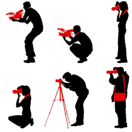 silhouettes of cameraman vector - Set cameraman with video camera. Silhouettes on white background. Vector illustration. Stock Photo - Budget Royalty-Free & Subscription, Code: 400-08934351