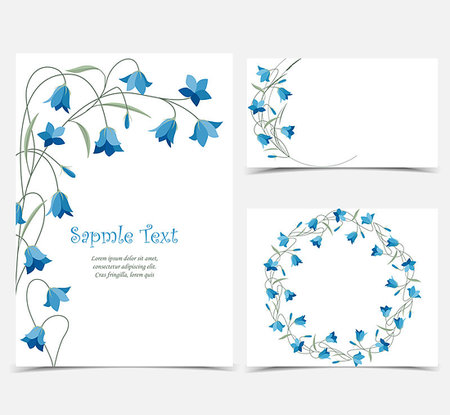 Set vector illustration blue bell-shaped bloom, summer flower Campanula Foto de stock - Super Valor sin royalties y Suscripción, Código: 400-08934396