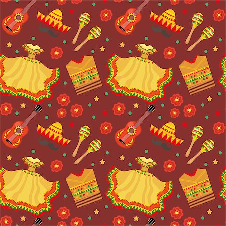 simsearch:400-08973915,k - Cinco de Mayo seamless pattern. Mexican holiday endless background, texture. Vector illustration Stockbilder - Microstock & Abonnement, Bildnummer: 400-08934426