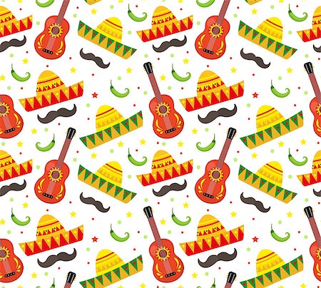 simsearch:400-08973915,k - Cinco de Mayo seamless pattern. Mexican holiday endless background, texture. Vector illustration Stockbilder - Microstock & Abonnement, Bildnummer: 400-08934420