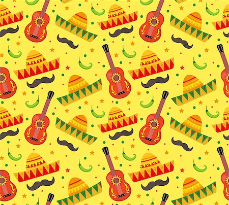 simsearch:400-08973915,k - Cinco de Mayo seamless pattern. Mexican holiday endless background, texture. Vector illustration Stockbilder - Microstock & Abonnement, Bildnummer: 400-08934421