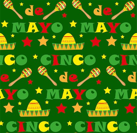 simsearch:400-08973915,k - Cinco de Mayo seamless pattern. Mexican holiday endless background, texture. Vector illustration Stockbilder - Microstock & Abonnement, Bildnummer: 400-08934422