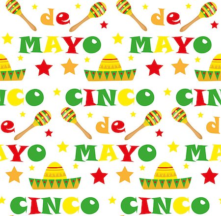 simsearch:400-08973915,k - Cinco de Mayo seamless pattern. Mexican holiday endless background, texture. Vector illustration Stockbilder - Microstock & Abonnement, Bildnummer: 400-08934423