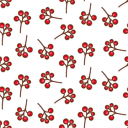 simsearch:400-09108602,k - Red currant berry seamless pattern on white. Berries winter fruit vector repeat background. Stock Photo - Budget Royalty-Free & Subscription, Code: 400-08934505