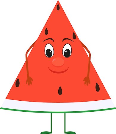 simsearch:400-08554549,k - Cute cartoon Watermelon with face, cartoon fruit slice isolated on white Fotografie stock - Microstock e Abbonamento, Codice: 400-08934547