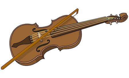 Illustration of cartoon violin and bow Stock Photo - Budget Royalty-Free & Subscription, Code: 400-08934629