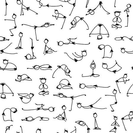 Yoga set, seamless pattern for your design. Vector illustration Stock Photo - Budget Royalty-Free & Subscription, Code: 400-08934652