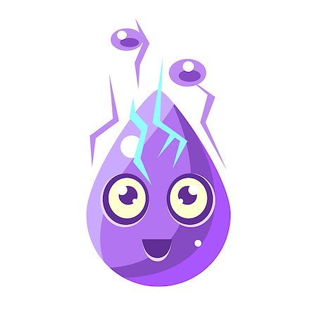 simsearch:400-08934240,k - Violet Electricity Element, Egg-Shaped Cute Fantastic Character With Big Eyes Vector Emoji Icon. Video Game Template Item For Magic Flash Game Design Constructor Isolated Cartoon Object. Stock Photo - Budget Royalty-Free & Subscription, Code: 400-08934664