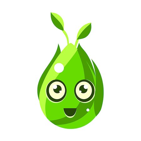 simsearch:400-08934240,k - Green Nature Element, Egg-Shaped Cute Fantastic Character With Big Eyes Vector Emoji Icon. Video Game Template Item For Magic Flash Game Design Constructor Isolated Cartoon Object. Stock Photo - Budget Royalty-Free & Subscription, Code: 400-08934665
