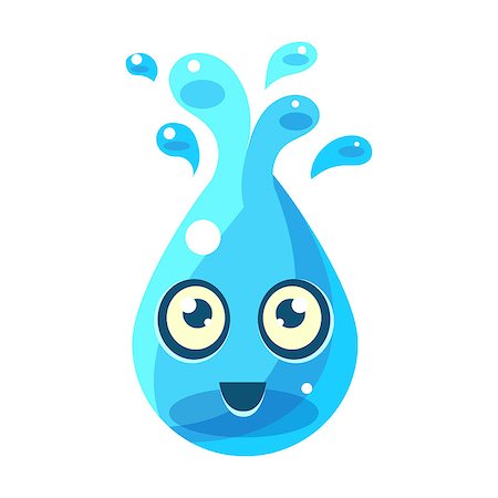 simsearch:400-08934240,k - Blue Water Element With Splashes, Egg-Shaped Cute Fantastic Character With Big Eyes Vector Emoji Icon. Video Game Template Item For Magic Flash Game Design Constructor Isolated Cartoon Object. Stock Photo - Budget Royalty-Free & Subscription, Code: 400-08934667