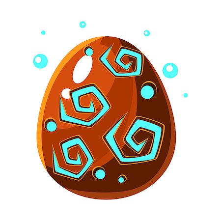 simsearch:400-08934240,k - Brown Egg With Spiral Pattern, Fantastic Natural Element Egg-Shaped Bright Color Vector Icon. Video Game Template Item For Magic Flash Game Design Constructor Isolated Cartoon Object. Stock Photo - Budget Royalty-Free & Subscription, Code: 400-08934662