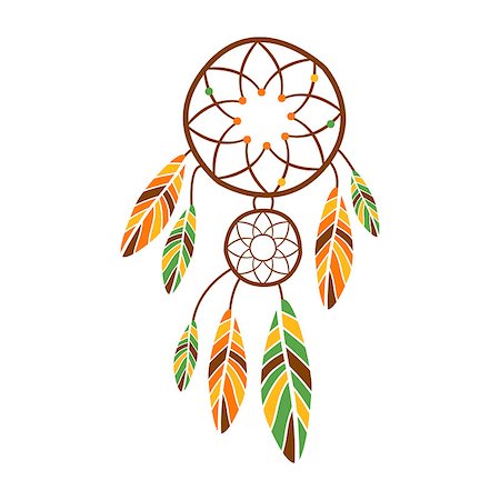 simsearch:400-08932635,k - Double Dream Catcher With Feathers, Native Indian Culture Inspired Boho Ethnic Style Print. Tribal American Stylized Vector Illustration For Hipster Fashion Typographic Template. Stock Photo - Budget Royalty-Free & Subscription, Code: 400-08934687