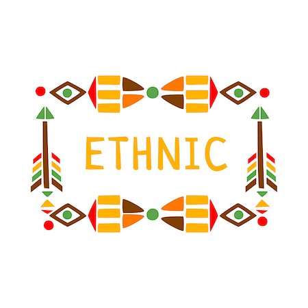 simsearch:400-08934693,k - Ornamental Frame With Feathers And Beads, Native Indian Culture Inspired Boho Ethnic Style Print. Tribal American Stylized Vector Illustration For Hipster Fashion Typographic Template. Foto de stock - Royalty-Free Super Valor e Assinatura, Número: 400-08934689