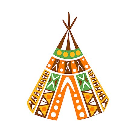Wigwam Hut With Decorative Pattern Textile, Native Indian Culture Inspired Boho Ethnic Style Print. Tribal American Stylized Vector Illustration For Hipster Fashion Typographic Template. Stock Photo - Budget Royalty-Free & Subscription, Code: 400-08934690
