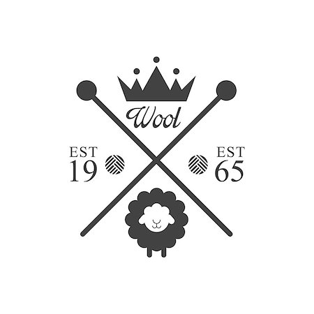 simsearch:400-08653615,k - Wool Product Logo With Crown Vector Classic Style Design On White Background Foto de stock - Royalty-Free Super Valor e Assinatura, Número: 400-08934741