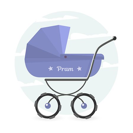 simsearch:400-08932328,k - Pram vector illustration. Baby stroller Isolated on white background for graphic design, logo, Web site, social media, user interface, mobile app. Stock Photo - Budget Royalty-Free & Subscription, Code: 400-08934819