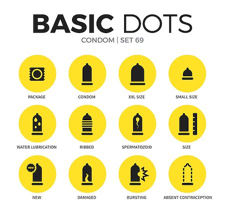 simsearch:877-06832579,k - Condom flat icons set with package form, xxl size form and small size form isolated vector illustration on white Stock Photo - Budget Royalty-Free & Subscription, Code: 400-08934840