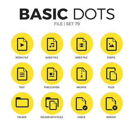 simsearch:400-08041191,k - File flat icons set with media file form, photo and text isolated vector illustration on white Stock Photo - Budget Royalty-Free & Subscription, Code: 400-08934886