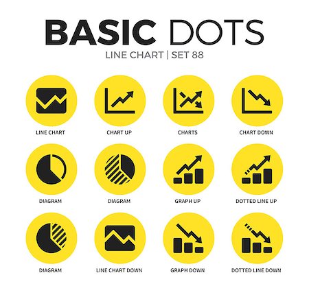 simsearch:400-08750925,k - Line chart flat icons set with chart up, chart down and diagram isolated vector illustration on white Stock Photo - Budget Royalty-Free & Subscription, Code: 400-08934912