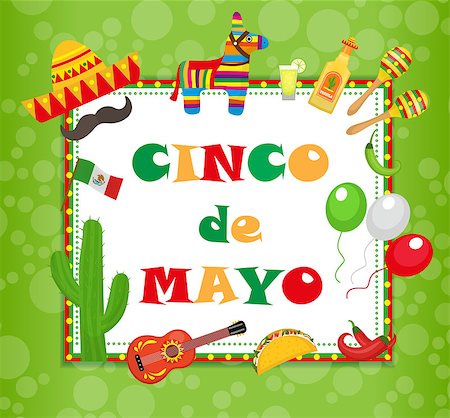 simsearch:400-08938690,k - Cinco de Mayo greeting card, template for flyer, poster, invitation. Mexican celebration with traditional symbols. Vector illustration Stock Photo - Budget Royalty-Free & Subscription, Code: 400-08934957