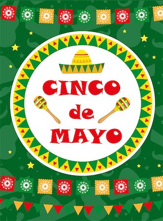 simsearch:400-08938690,k - Cinco de Mayo greeting card, template for flyer, poster, invitation. Mexican celebration with traditional symbols. Vector illustration Stock Photo - Budget Royalty-Free & Subscription, Code: 400-08934958