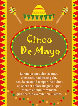 simsearch:400-08938690,k - Cinco de Mayo greeting card, template for flyer, poster, invitation. Mexican celebration with traditional symbols. Vector illustration Stock Photo - Budget Royalty-Free & Subscription, Code: 400-08934953