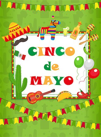simsearch:400-08938690,k - Cinco de Mayo greeting card, template for flyer, poster, invitation. Mexican celebration with traditional symbols. Vector illustration Stock Photo - Budget Royalty-Free & Subscription, Code: 400-08934964