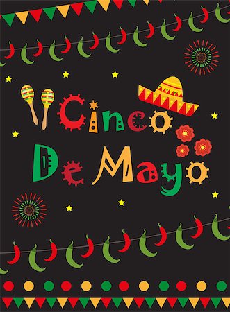 simsearch:400-08938690,k - Cinco de Mayo greeting card, template for flyer, poster, invitation. Mexican celebration with traditional symbols. Vector illustration Stock Photo - Budget Royalty-Free & Subscription, Code: 400-08934960