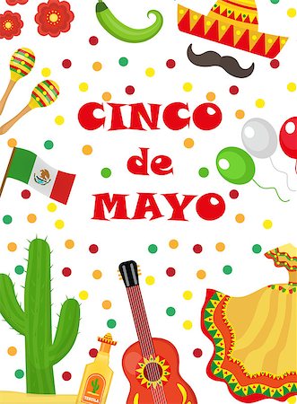 simsearch:400-08938690,k - Cinco de Mayo greeting card, template for flyer, poster, invitation. Mexican celebration with traditional symbols. Vector illustration Stock Photo - Budget Royalty-Free & Subscription, Code: 400-08934961