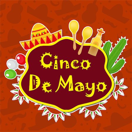 simsearch:400-08938690,k - Cinco de Mayo greeting card, template for flyer, poster, invitation. Mexican celebration with traditional symbols. Vector illustration Stock Photo - Budget Royalty-Free & Subscription, Code: 400-08934962