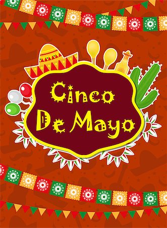 simsearch:400-08973915,k - Cinco de Mayo greeting card, template for flyer, poster, invitation. Mexican celebration with traditional symbols. Vector illustration Stockbilder - Microstock & Abonnement, Bildnummer: 400-08934963