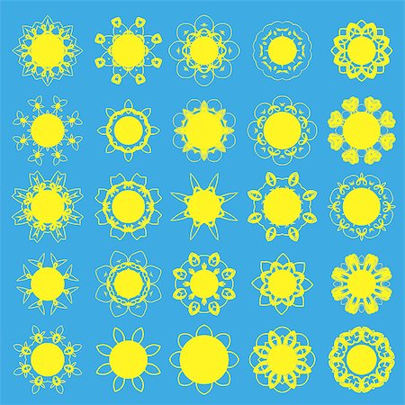 simsearch:400-07614613,k - Different Sun Icons Isolated on Blue Background Photographie de stock - Aubaine LD & Abonnement, Code: 400-08934977