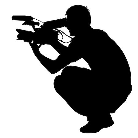 Cameraman with video camera. Silhouettes on white background. Vector illustration. Photographie de stock - Aubaine LD & Abonnement, Code: 400-08934987