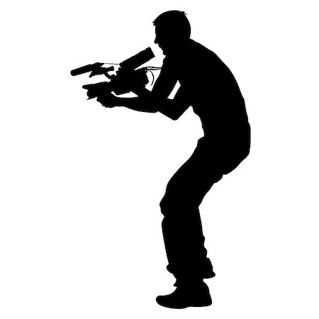 silhouettes of cameraman vector - Cameraman with video camera. Silhouettes on white background. Vector illustration. Stock Photo - Budget Royalty-Free & Subscription, Code: 400-08934996