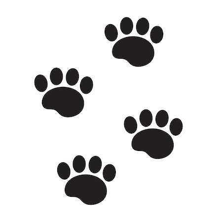 Foot marks of an animal icon, flat, cartoon style. Traces of dog paw isolated on white background. Vector illustration, clip-art Stock Photo - Budget Royalty-Free & Subscription, Code: 400-08935176
