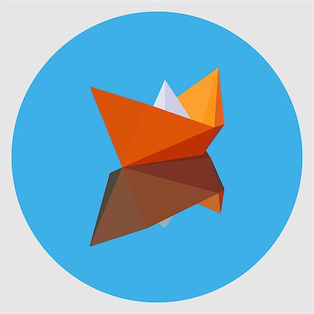 pavelav (artist) - Orange paper boat floats and is reflected in the blue water. Round logo Foto de stock - Super Valor sin royalties y Suscripción, Código: 400-08935223