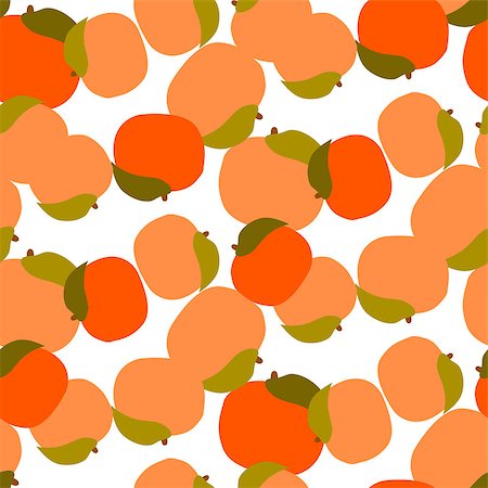 Peach seamless vector pattern on white. Orange juicy fruits repeat background. Stock Photo - Budget Royalty-Free & Subscription, Code: 400-08935230