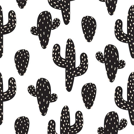 Cactus plant vector seamless pattern. Abstract cartoon desert fabric print. Scandinavian style cacti for wallpaper, curtain, tablecloth. Stock Photo - Budget Royalty-Free & Subscription, Code: 400-08935247