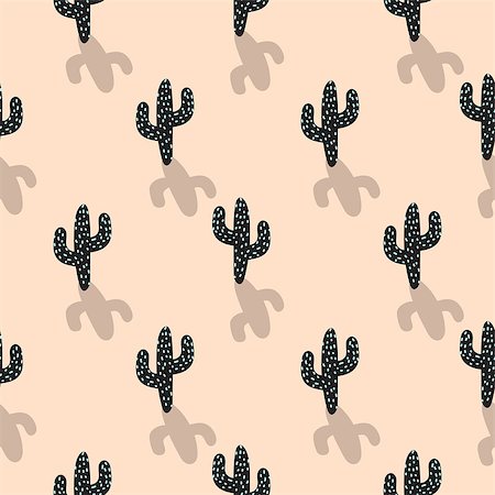 Cactus plant vector seamless pattern. Abstract cartoon blush color desert fabric print. Scandinavian style cacti for wallpaper and apparel. Stock Photo - Budget Royalty-Free & Subscription, Code: 400-08935248