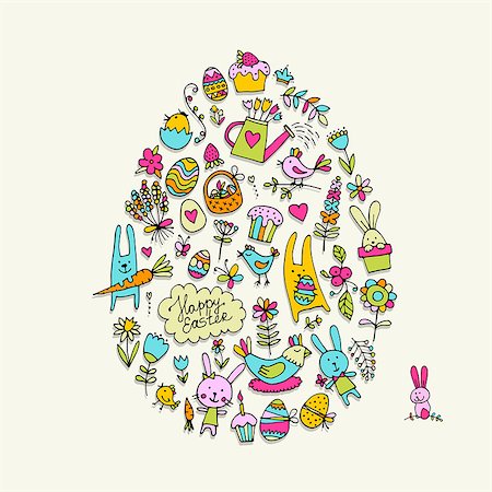 easter rabbit vector - Easter egg, icons collection for your design. Vector illustration Stock Photo - Budget Royalty-Free & Subscription, Code: 400-08935313