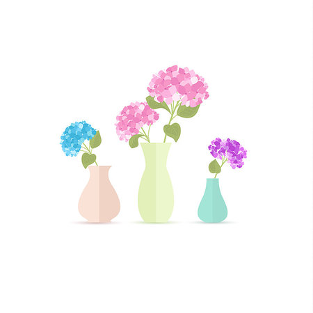 Vector illustration of hydrangea flower. Background with a vase of flowers Stock Photo - Budget Royalty-Free & Subscription, Code: 400-08935467