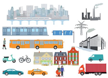 Community with road traffic transport, and Industry, infographics, vector illustration Photographie de stock - Aubaine LD & Abonnement, Code: 400-08935496
