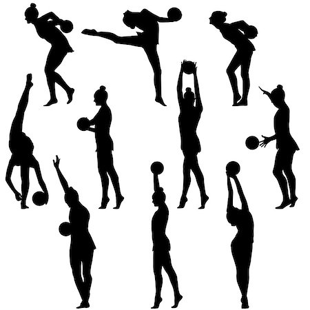 dancing black girl figure - Silhouette girl gymnast with the ball. Vector illustration. Stock Photo - Budget Royalty-Free & Subscription, Code: 400-08935575