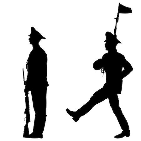 simsearch:400-04434846,k - Black set silhouette soldier is marching with arms on parade. Stock Photo - Budget Royalty-Free & Subscription, Code: 400-08935571