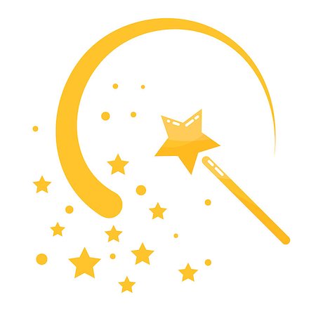 simsearch:400-08934240,k - Magic wand stars flat icon cartoon illustration. Isolated magic stick with sway wave track. Stock Photo - Budget Royalty-Free & Subscription, Code: 400-08935596