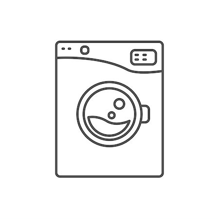 simsearch:700-01837407,k - Washing machine line icon sign isolated. Outlined automatic washer symbol. Black and white. Foto de stock - Super Valor sin royalties y Suscripción, Código: 400-08935602