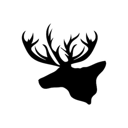 simsearch:400-08936779,k - Black silhouette head Reindeer white background. Vector illustration Photographie de stock - Aubaine LD & Abonnement, Code: 400-08935666