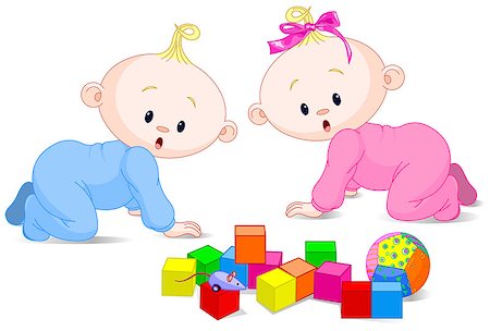 simsearch:400-08935822,k - Two cute playing babies with cubes Stock Photo - Budget Royalty-Free & Subscription, Code: 400-08935821